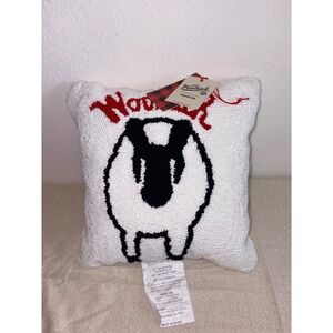 Woolrich x Target Sheep Toss Pillow White Black Red Bouclé Hooked 14 x 14 "  NEW